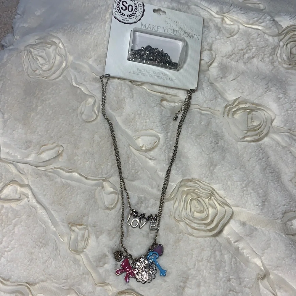 Double Layer Silver Fashion Necklace Personalize by Changing Words Kids Jewelry - Picture 3 of 5